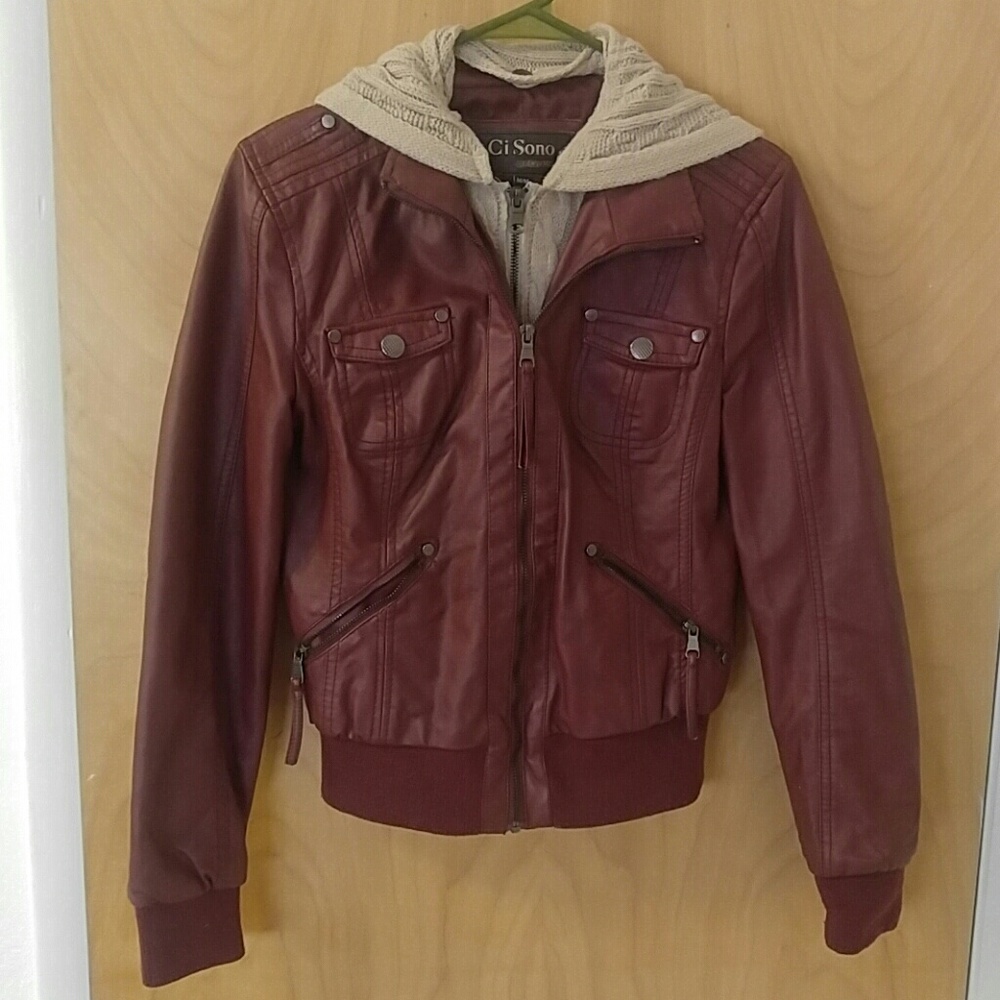 Faux leather bomber